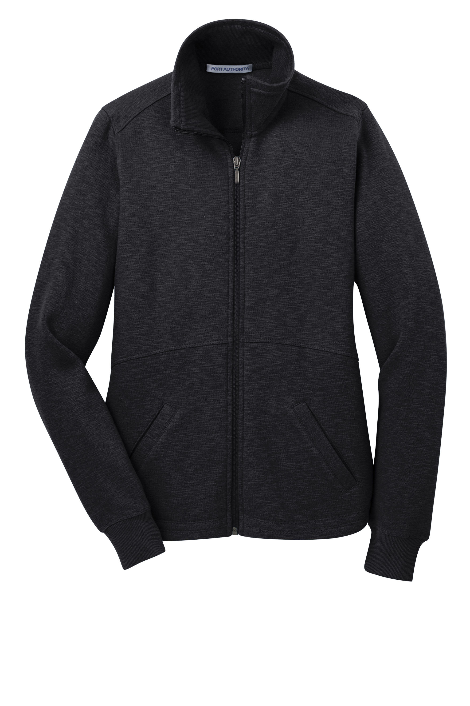 Port Authority Ladies Slub Fleece Full Zip Jacket in Black