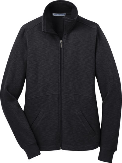 Am image of a Custom Port Authority Ladies Slub Fleece Full Zip Jacket in Black!