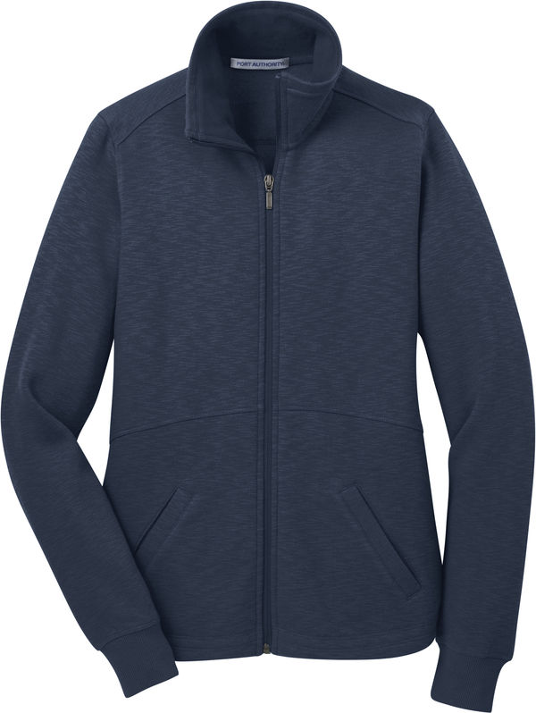 Am image of a Custom Port Authority Ladies Slub Fleece Full Zip Jacket in Navy!