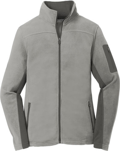 Am image of a Custom Port Authority Ladies Summit Fleece Full Zip Jacket in Frost Grey/Magnet!