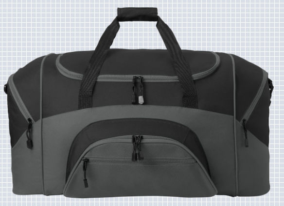 Port Authority Standard Colorblock Sport Duffel Bag in Black/Dark Charcoal