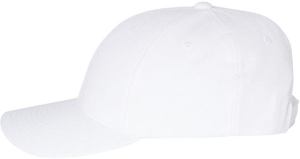 An image of a Custom Premium Curved Visor Snapback Cap in White!