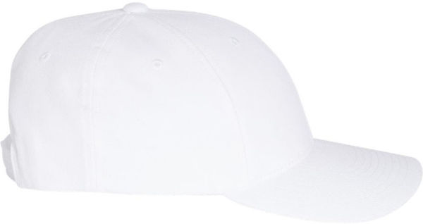 An image of a Custom Premium Curved Visor Snapback Cap in White!