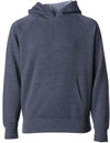 Am image of a Custom Independent Trading Co Youth Special Blend Raglan Hooded Sweatshirt in Midnight Heather!