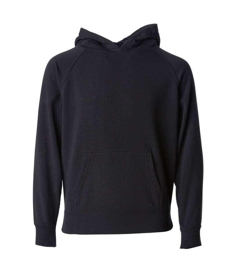 Independent Trading Co Youth Special Blend Raglan Hooded Sweatshirt in Black
