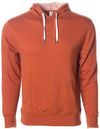 Am image of a Custom Independent Trading Co Unisex Heather French Terry Hooded Pullover in Burnt Orange Heather!