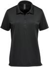Am image of a Custom Stormtech Women's Treeline Performance Short Sleeve Polo in Black!
