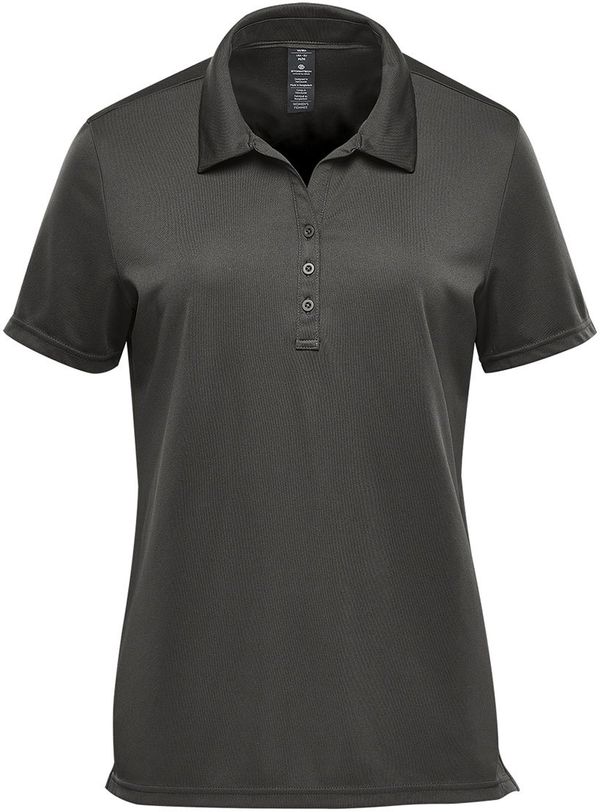 Am image of a Custom Stormtech Women's Treeline Performance Short Sleeve Polo in Graphite!