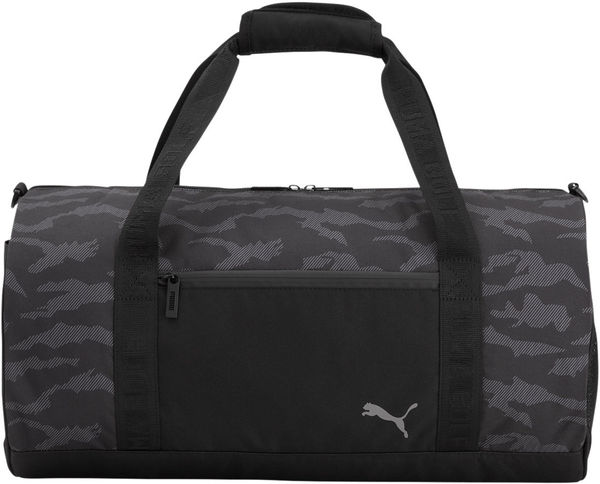 Am image of a Custom Puma Golf Camo Barrel Duffel in Puma black!