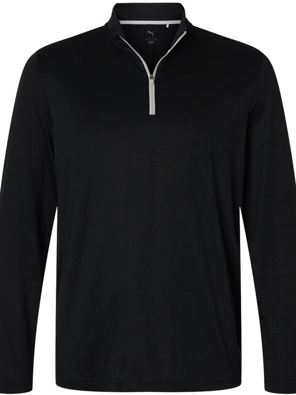 An image of a Custom Puma Golf Men's Icon 2.0 Quarter Zip in Puma Black!