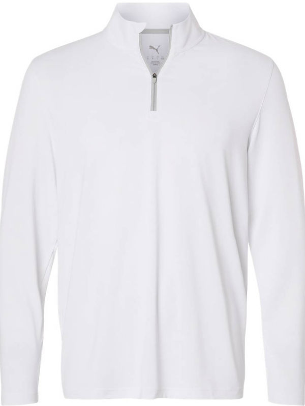 An image of a Custom Puma Golf Men's Icon 2.0 Quarter Zip in White Glow!