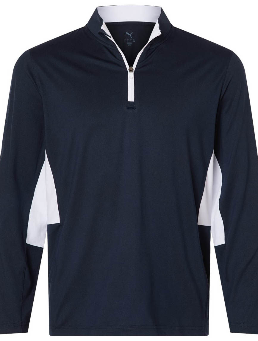 Puma Golf Men's Pure 2.0 Quarter Zip in Deep Navy/White