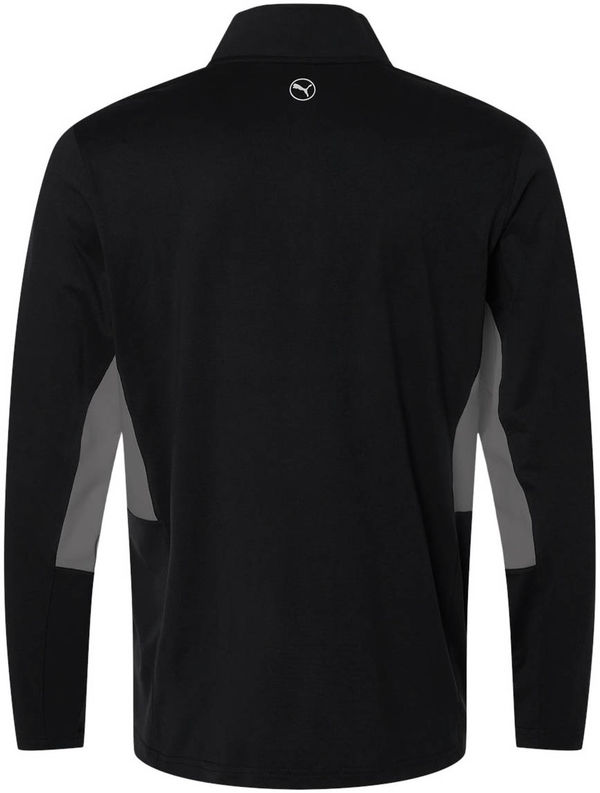 An image of a Custom Puma Golf Men's Pure 2.0 Quarter Zip in Puma Black/Slate Sky!