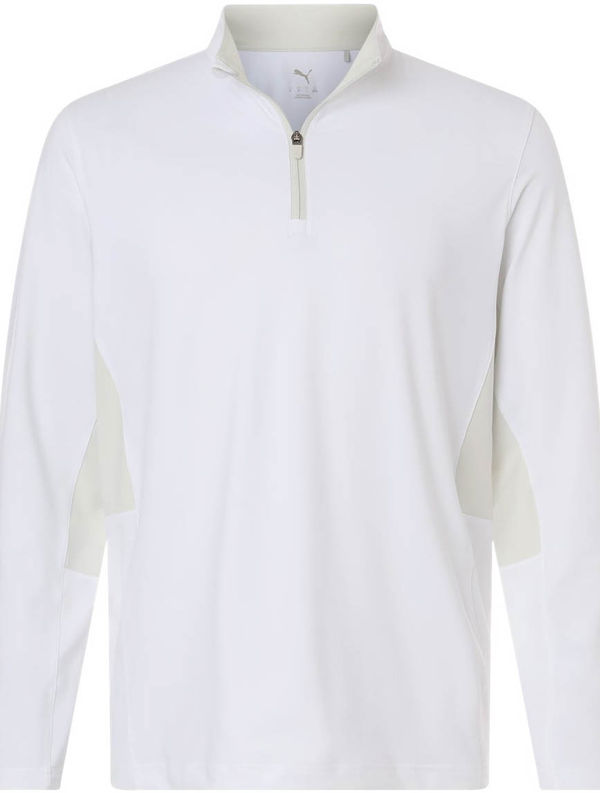 An image of a Custom Puma Golf Men's Pure 2.0 Quarter Zip in White Glow/Sedate!
