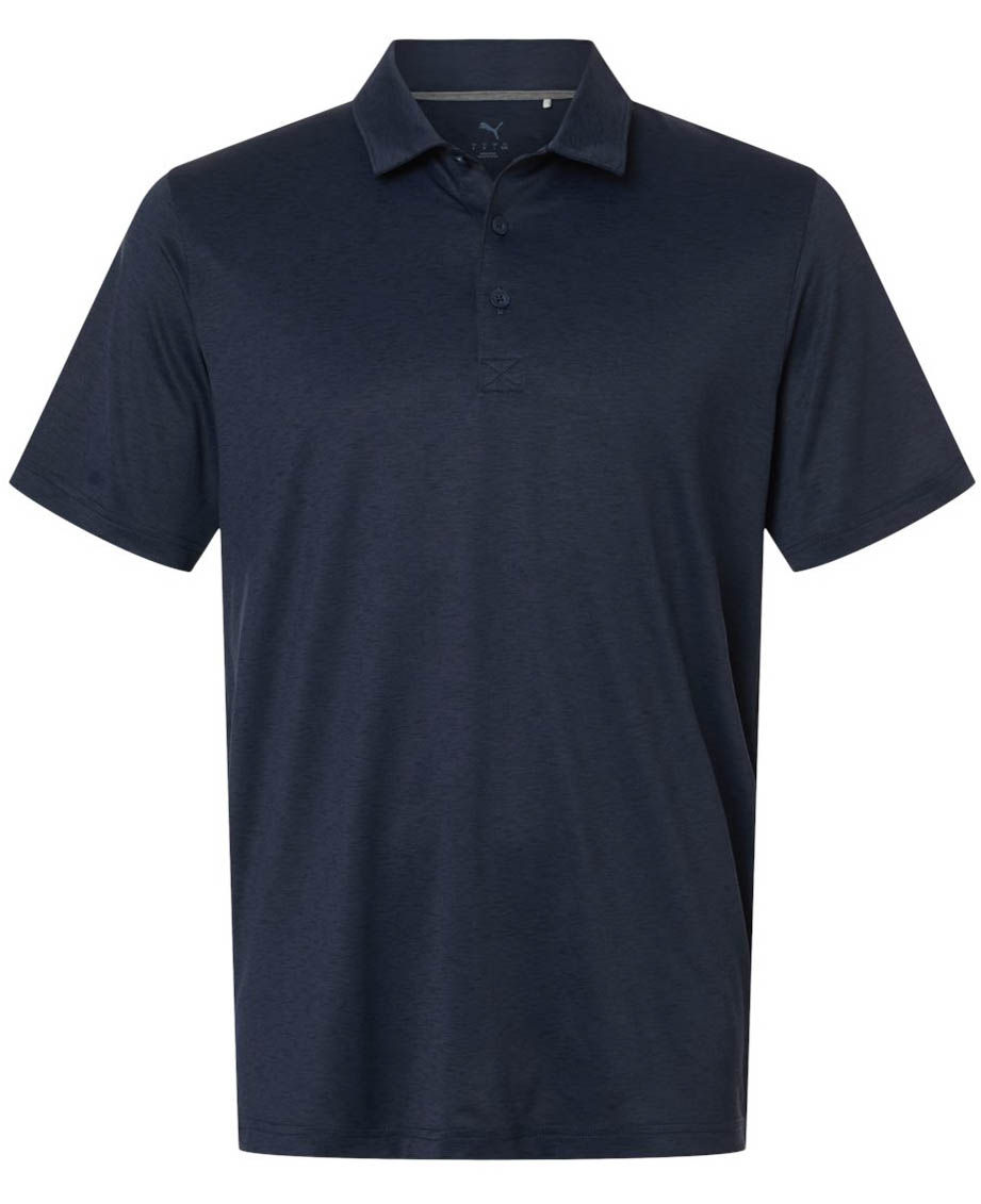 Puma Golf Mens Icon Heather Polo 2.0 in Deep Navy Heather