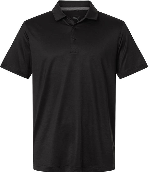 An image of a Custom Puma Golf Mens Icon Heather Polo 2.0 in Puma Black Heather!