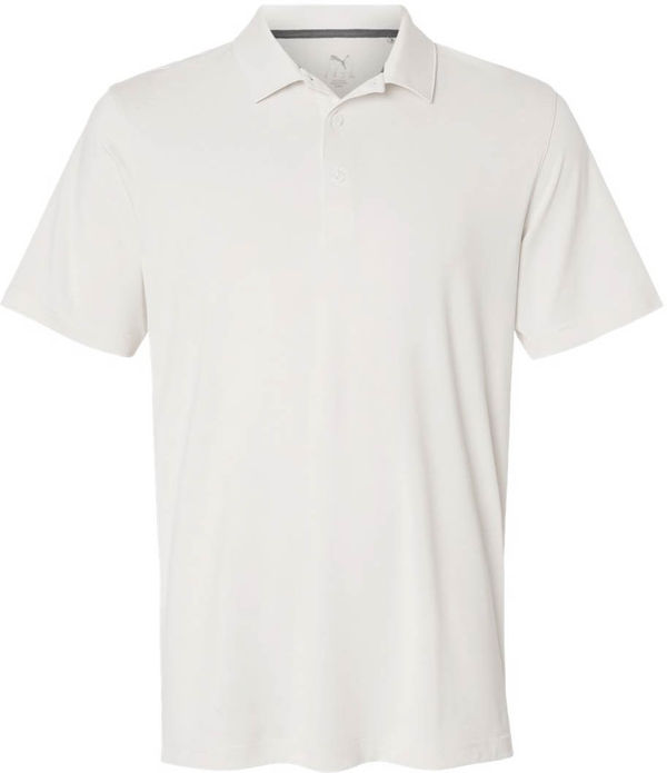 An image of a Custom Puma Golf Mens Icon Heather Polo 2.0 in Warm White Heather!