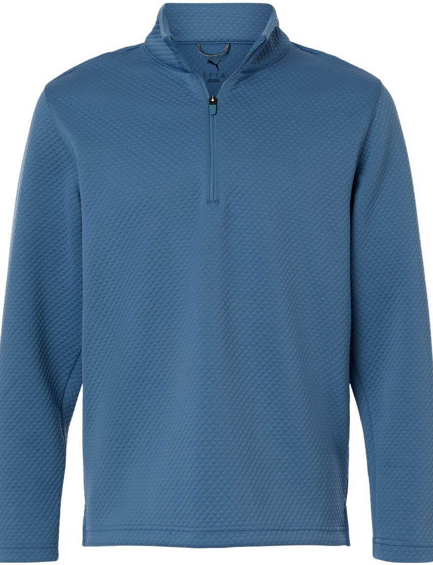 Puma Golf Mens Pebble Quarter Zip Pullover in Blue Horizon