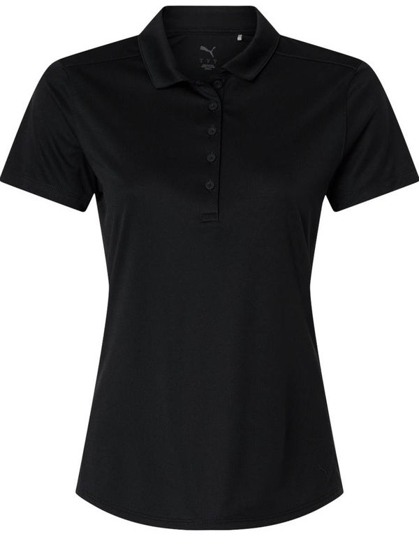 An image of a Custom Puma Golf Womens Pure 2.0 Polo in Puma Black!