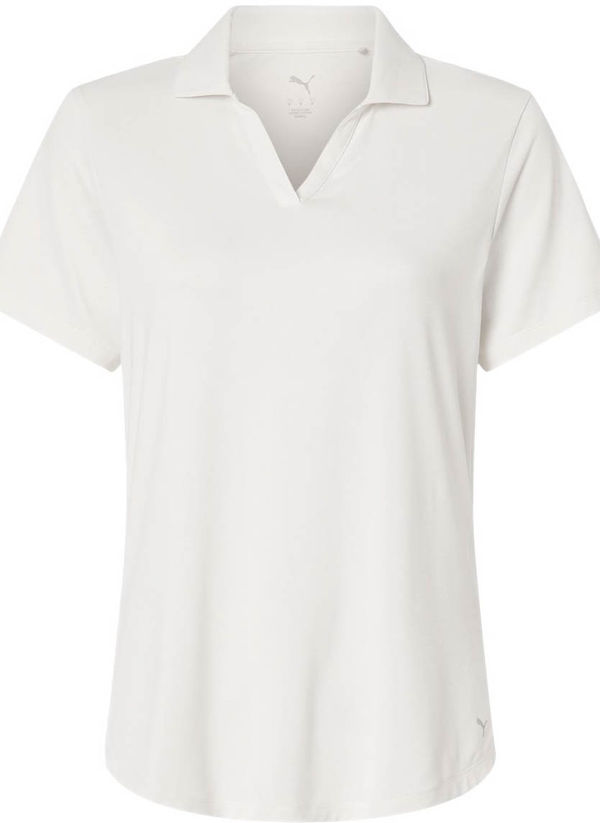 An image of a Custom Puma Golf Womens Icon Heather Polo in Warm White Heather!