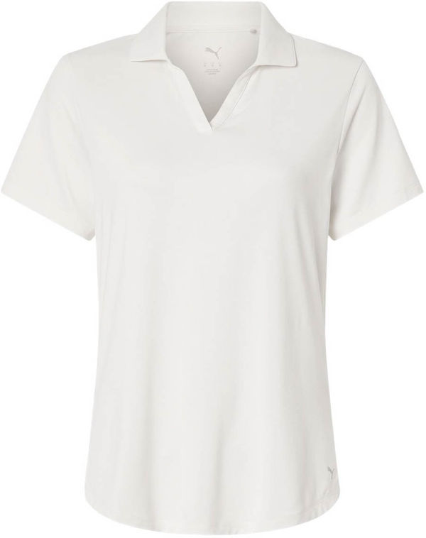 An image of a Custom Puma Golf Womens Icon Heather Polo in Warm White Heather!