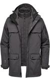 Am image of a Custom Stormtech Mens Fairbanks 5 in 1 System Jacket in Graphite!