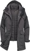 Am image of a Custom Stormtech Womens Fairbanks 5 in 1 System Jacket in Graphite!