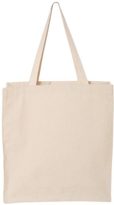 Am image of a Custom QTees 14L Thick Gusset Shopping Bag in Natural!
