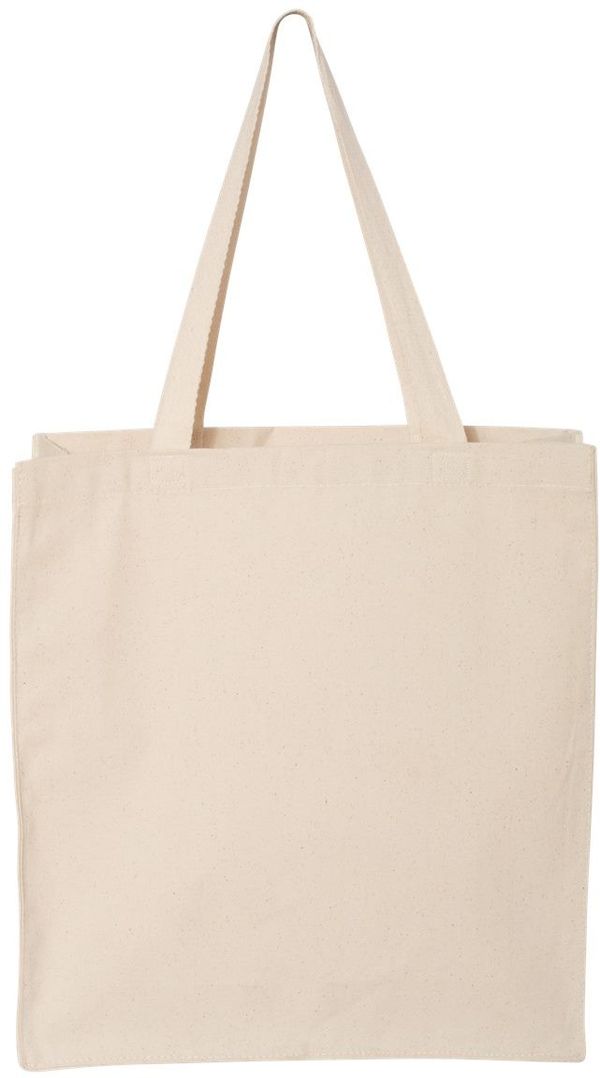 Am image of a Custom QTees 14L Thick Gusset Shopping Bag in Natural!