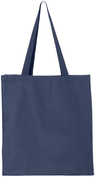 Am image of a Custom QTees 14L Thick Gusset Shopping Bag in Navy Blue!