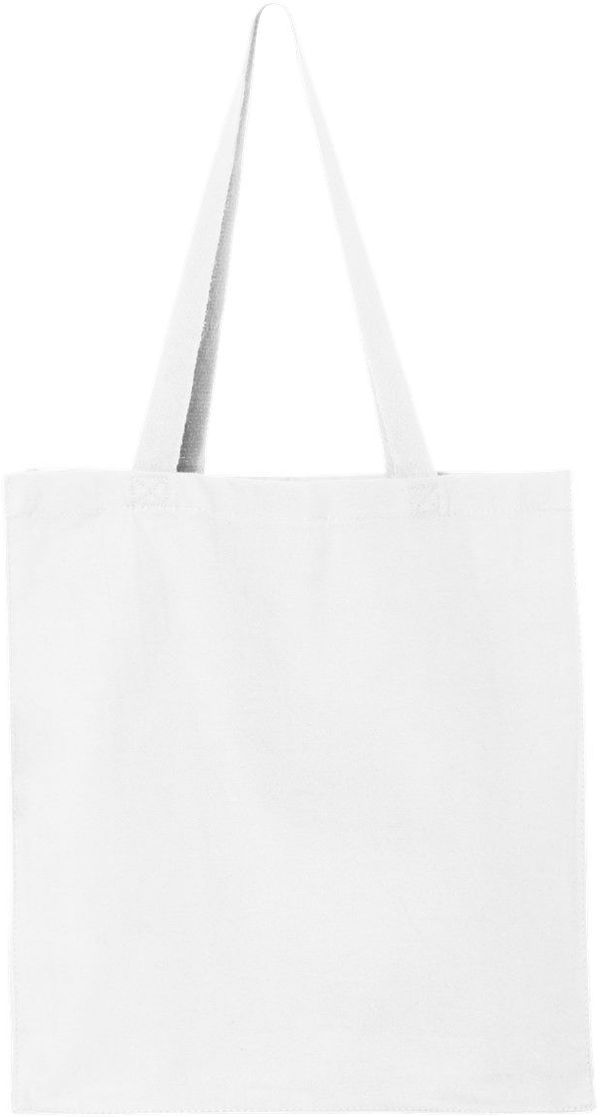 Am image of a Custom QTees 14L Thick Gusset Shopping Bag in White!