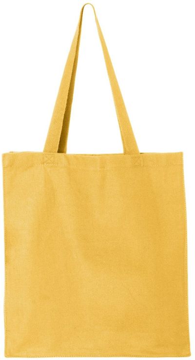 Am image of a Custom QTees 14L Thick Gusset Shopping Bag in Yellow!