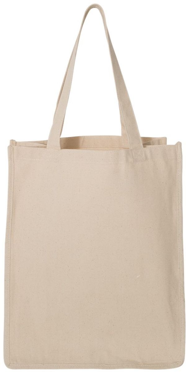 Am image of a Custom QTees 27L Jumbo Shopping Bag in Natural!