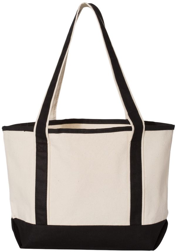 Am image of a Custom Qtees 20L Small Deluxe Tote in Natural/Black!