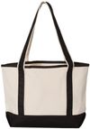 Am image of a Custom Qtees 20L Small Deluxe Tote in Natural/Black!