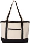 Am image of a Custom Qtees 20L Small Deluxe Tote in Natural/Black!