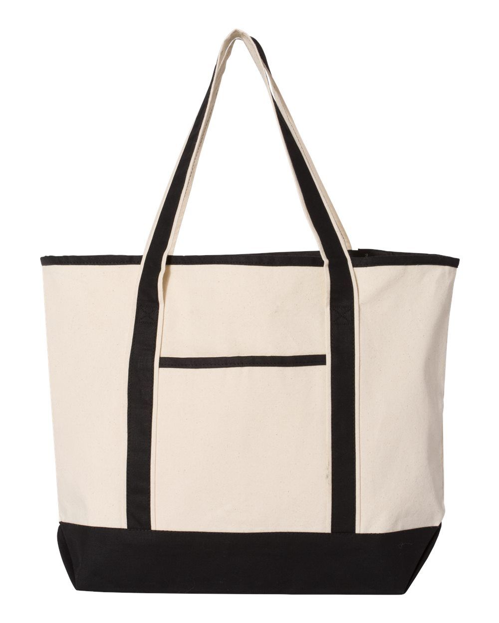 Qtees 34.6L Large Canvas Deluxe Tote in Natural/Black