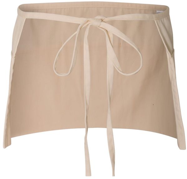 Am image of a Custom QTees Waist Apron with 3 Pockets in Natural!