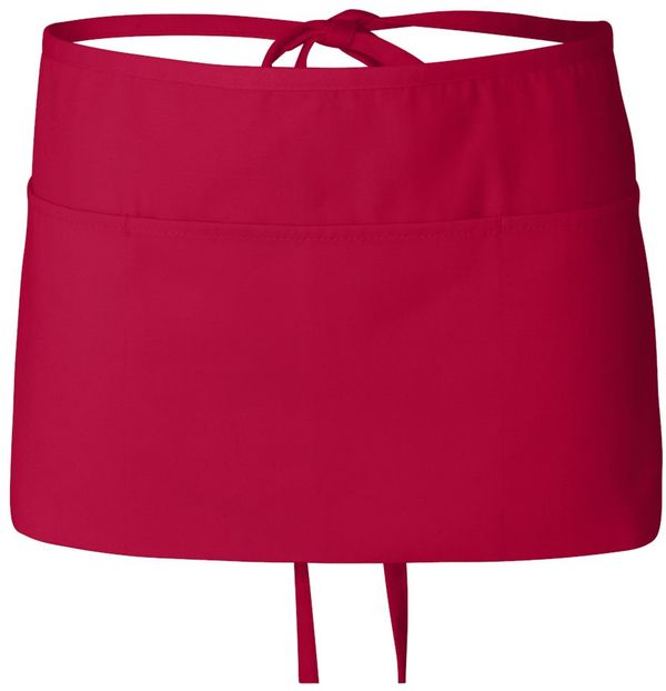 Am image of a Custom QTees Waist Apron with 3 Pockets in Red!