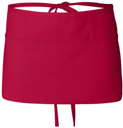Am image of a Custom QTees Waist Apron with 3 Pockets in Red!
