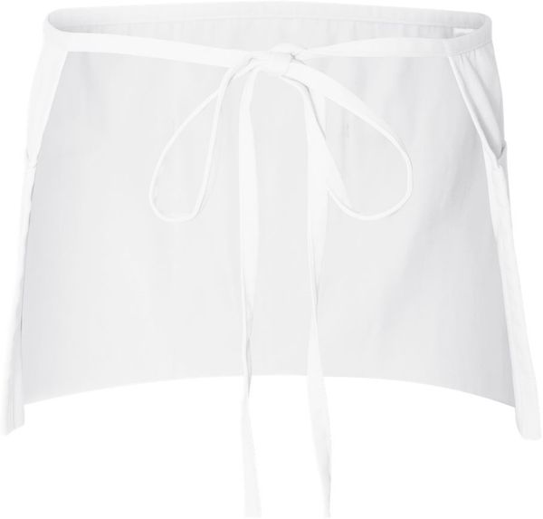 Am image of a Custom QTees Waist Apron with 3 Pockets in White!
