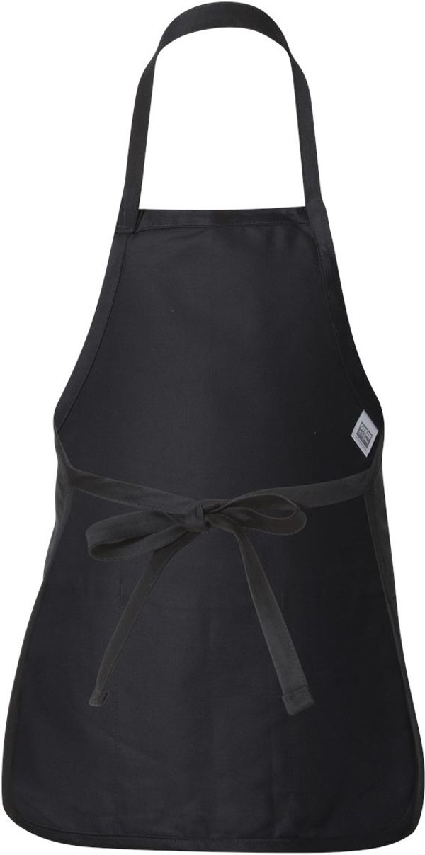 Am image of a Custom QTees Full Length Apron with Pouch Pocket in Black!