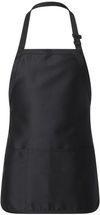 Am image of a Custom QTees Full Length Apron with Pouch Pocket in Black!