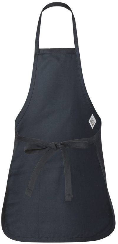 Am image of a Custom QTees Full Length Apron with Pouch Pocket in Navy!