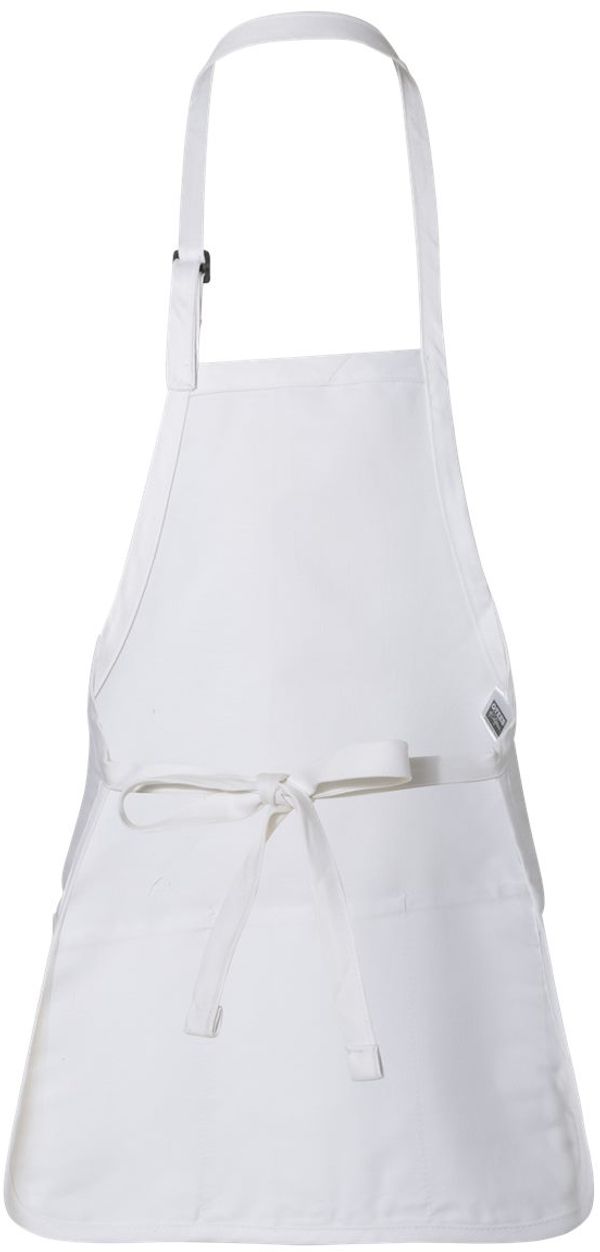 Am image of a Custom QTees Full Length Apron with Pouch Pocket in White!