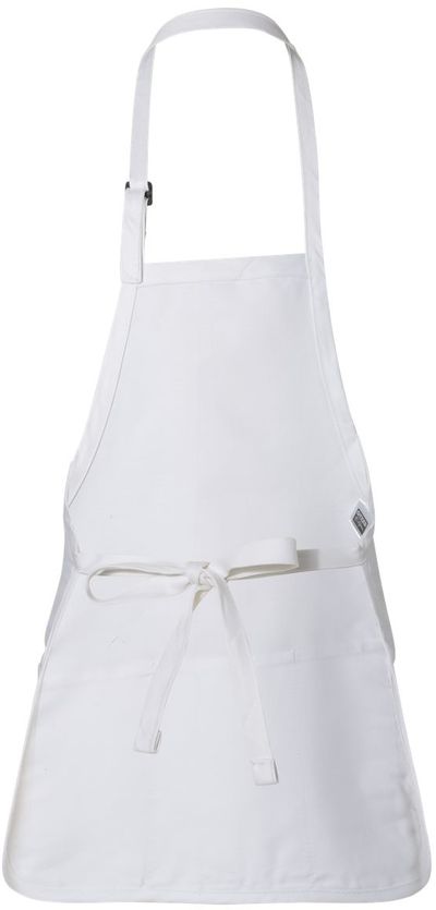 Am image of a Custom QTees Full Length Apron with Pouch Pocket in White!