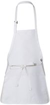 Am image of a Custom QTees Full Length Apron with Pouch Pocket in White!