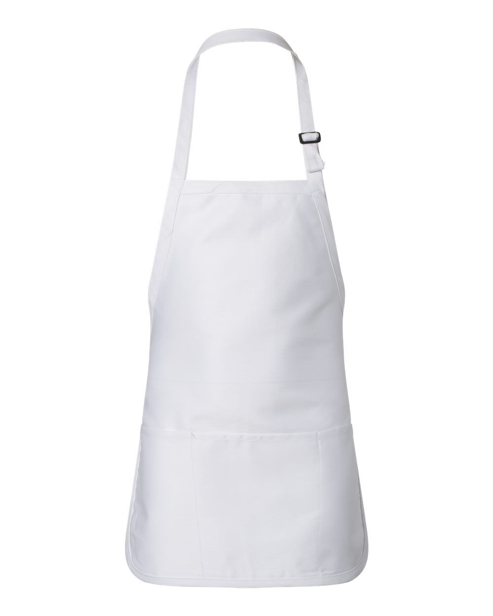QTees Full Length Apron with Pouch Pocket in White