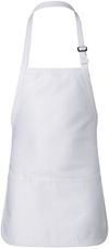 Am image of a Custom QTees Full Length Apron with Pouch Pocket in White!