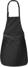 Am image of a Custom Qtees Full Length Apron with Pockets in Black!